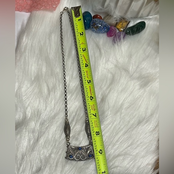 Sterling Silver Filagree Lapis Necklace - Picture 10 of 13